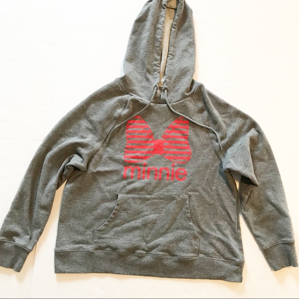 DISNEY Minnie Mouse Hooded Gray Sweatshirt Hoodie Vacation
